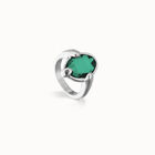 Ring with green oval faceted crystal